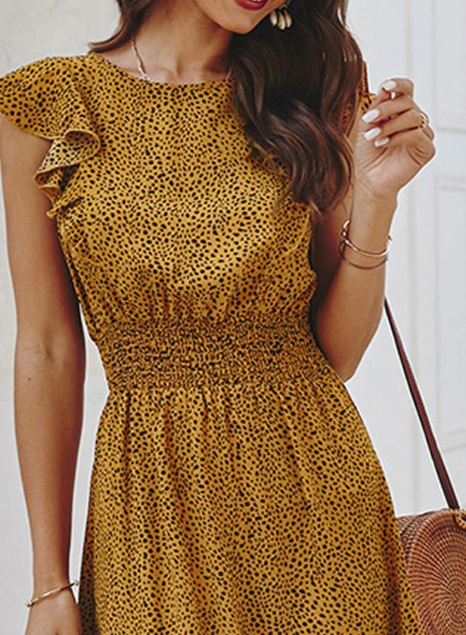 Polka Dot Printed Dress Yellow/Black - Image 3