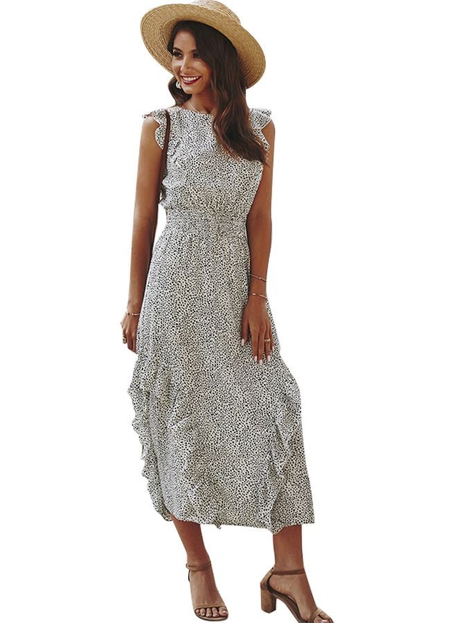 Polka Dot Printed Dress White/Black - Image 1