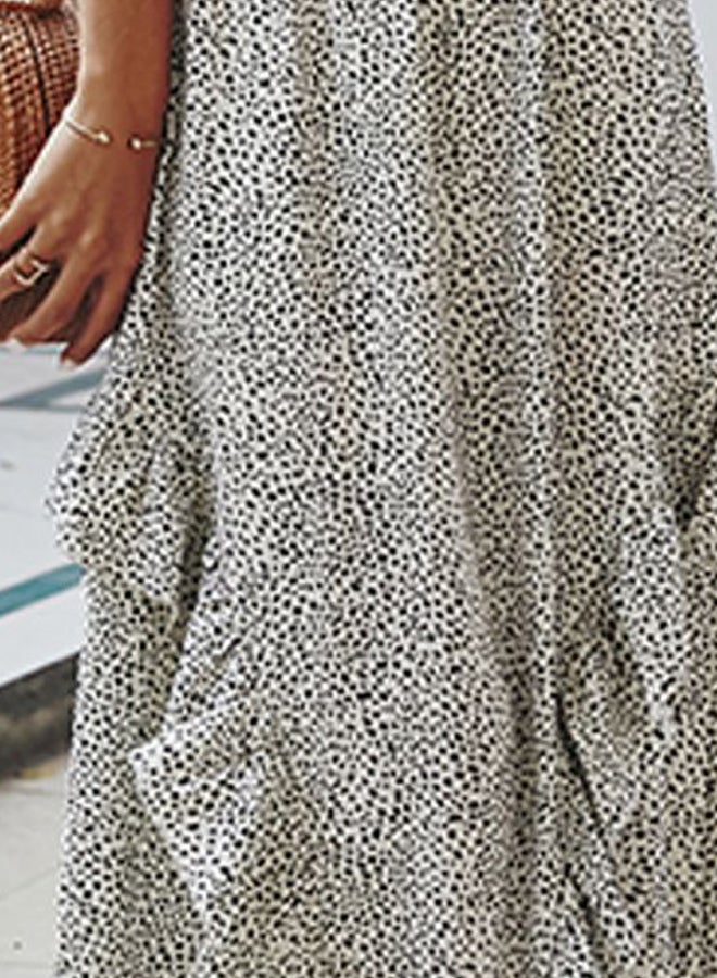 Polka Dot Printed Dress White/Black - Image 3