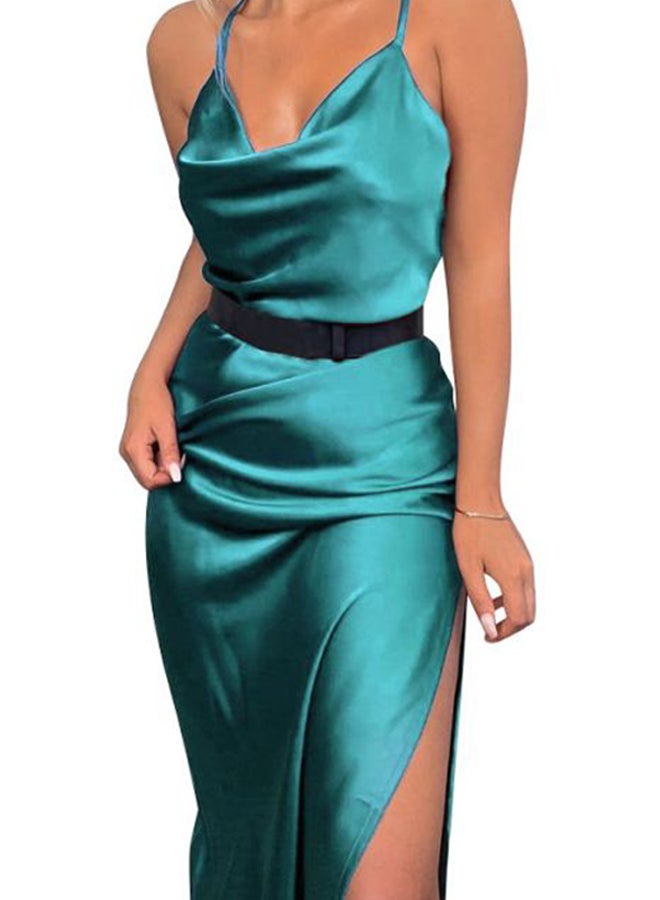 Cowl Slit Dress Green  - Image 3
