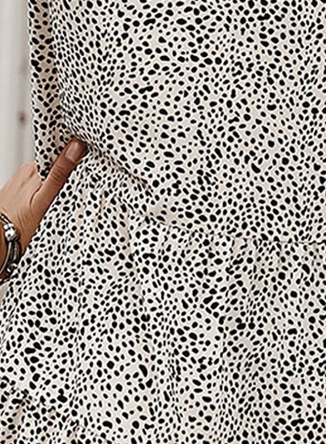 Spots Printed Mini Dress White/Black - Image 3