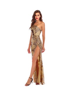 Generic Backless Sequins Dress Beige/Gold  - Image 1
