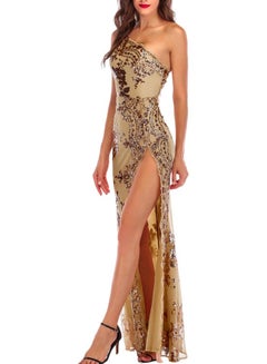 Generic Backless Sequins Dress Beige/Gold  - Image 3