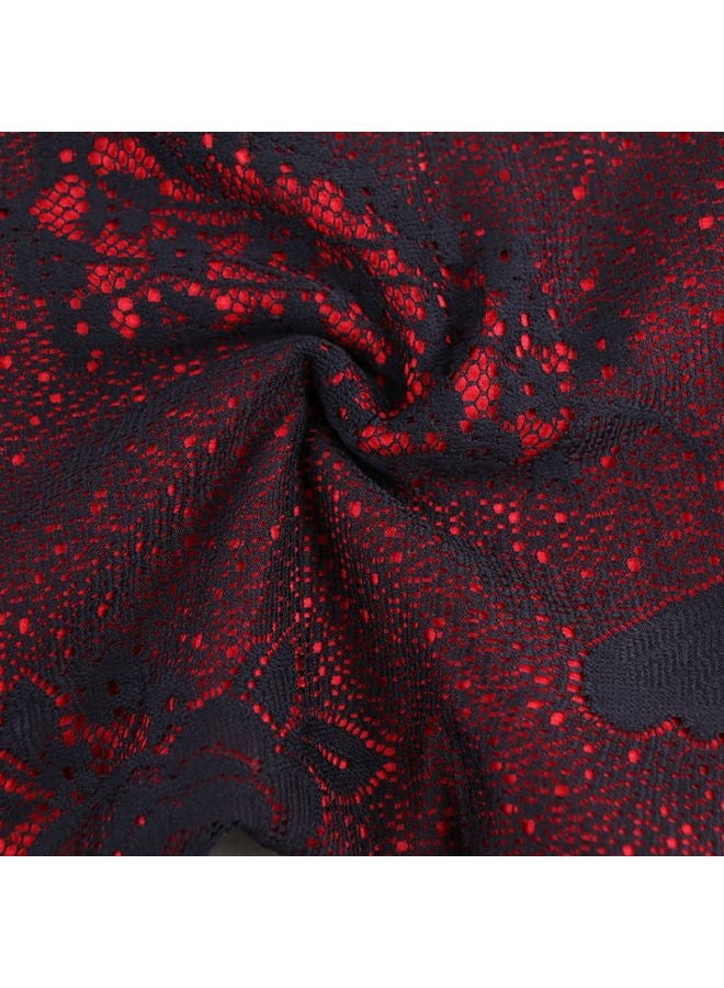 Embroidered Midi Dress Red/Black - Image 2