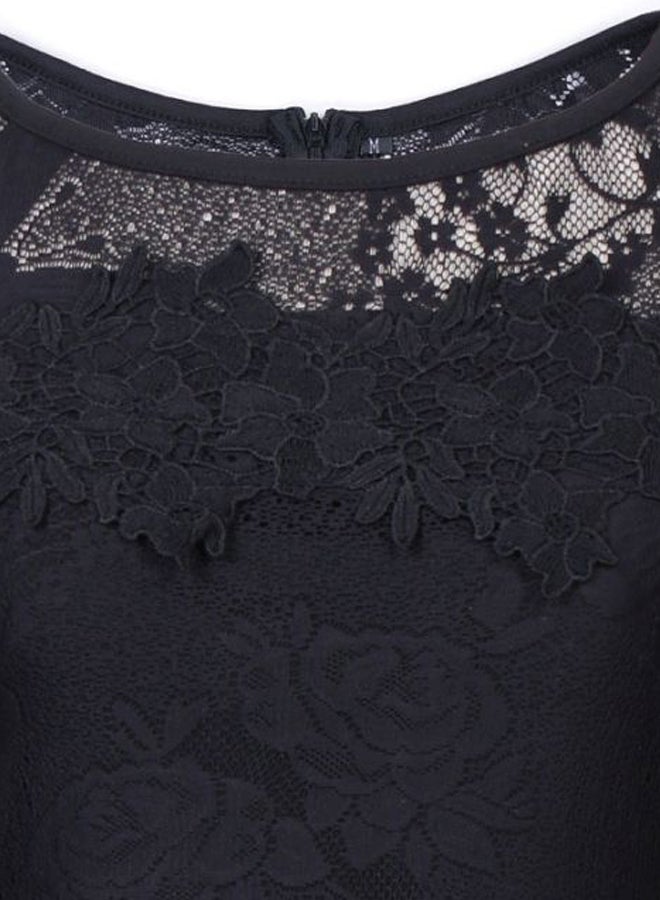 Embroidered Midi Dress Black - Image 2