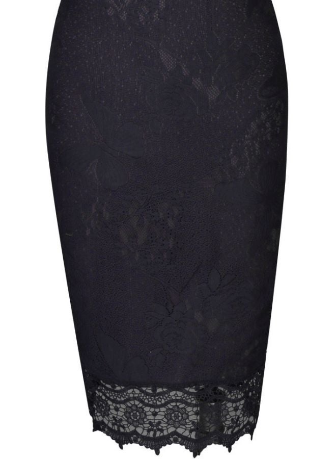 Embroidered Midi Dress Black - Image 3