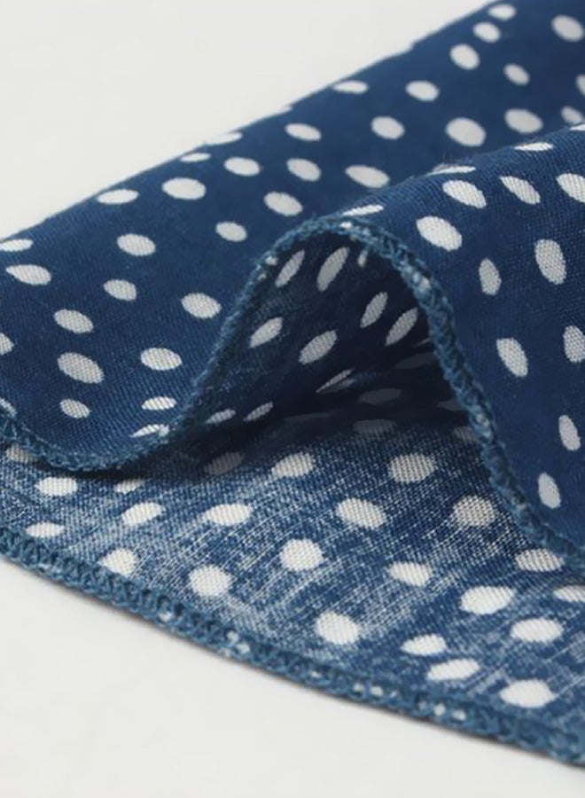 Polka Dot Printed Off the Shoulder Midi Dress Blue/White - Image 3