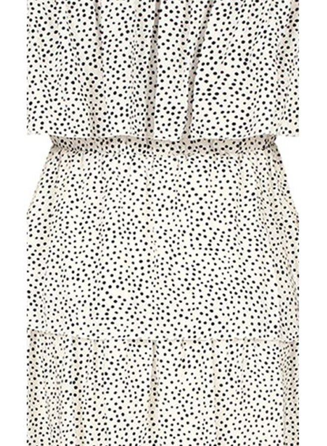 Polka Dot Printed Ruffled Dress White/Black - Image 5