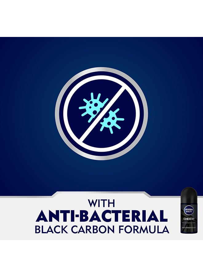 Nivea MEN Deep Dry And Clean Feel, Antibacterial Antiperspirant, Woody Scent, Roll-On 2 x 50ml - Image 3