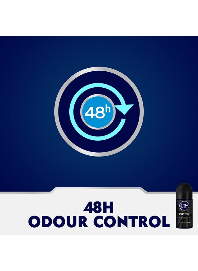 Nivea MEN Deep Dry And Clean Feel, Antibacterial Antiperspirant, Woody Scent, Roll-On 2 x 50ml - Image 4