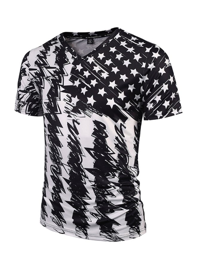 3D Printed Slim Fit T-Shirt Black/White - Image 1