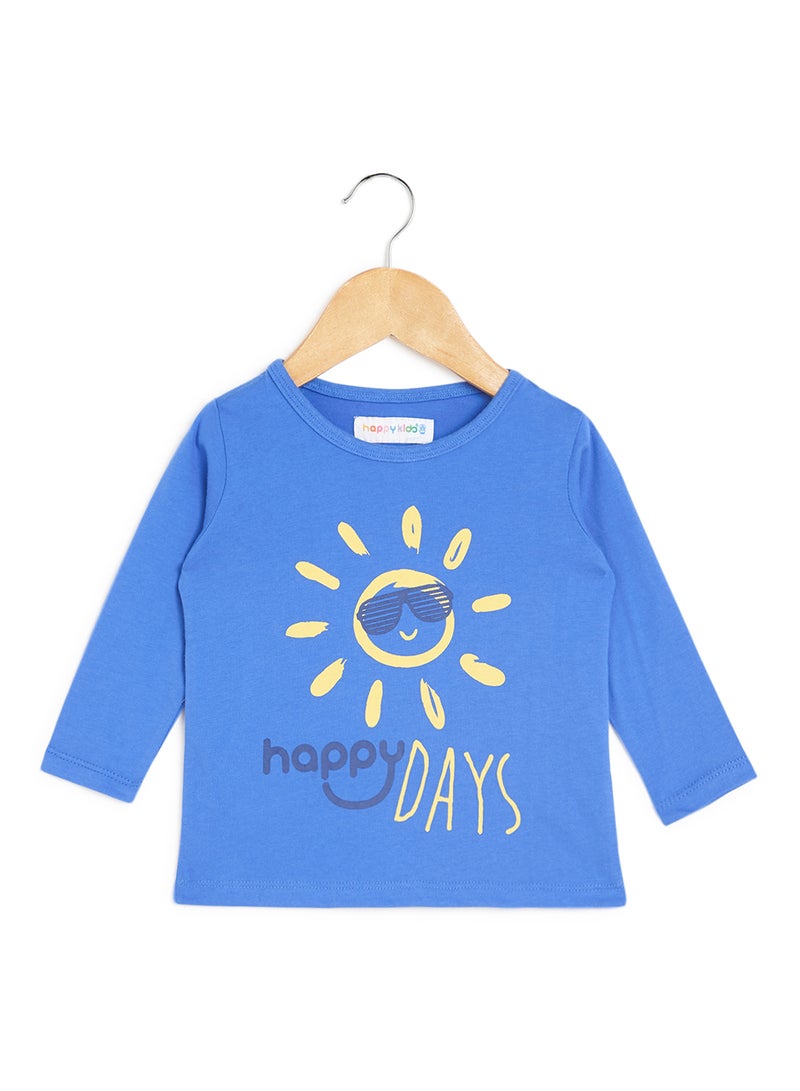 Happy Kids - Long Sleeve Printed T-Shirt Blue - Image 1
