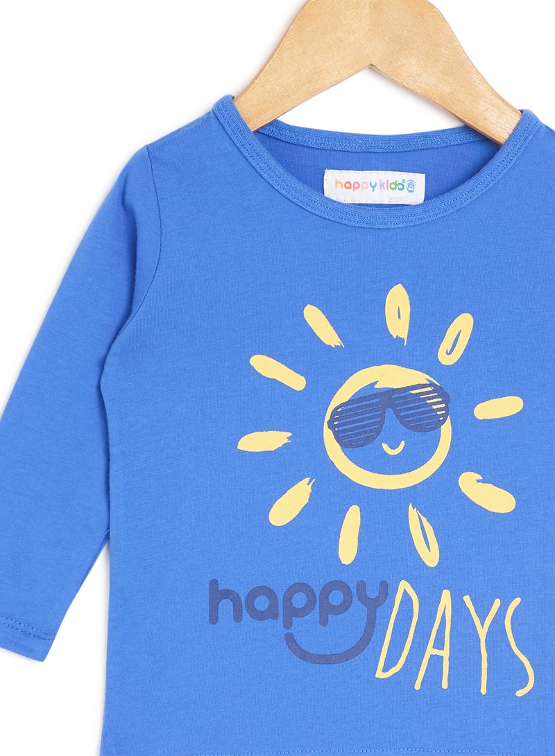 Happy Kids - Long Sleeve Printed T-Shirt Blue - Image 1