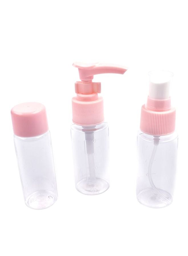 Home Concept 3-Piece Portable Plastic Storage Bottle Pink/Clear 13x3x19cm - Image 1