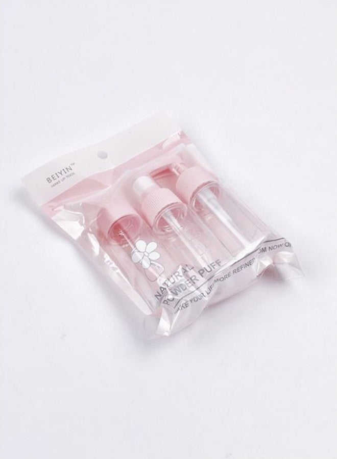 Home Concept 3-Piece Portable Plastic Storage Bottle Pink/Clear 13x3x19cm - Image 2