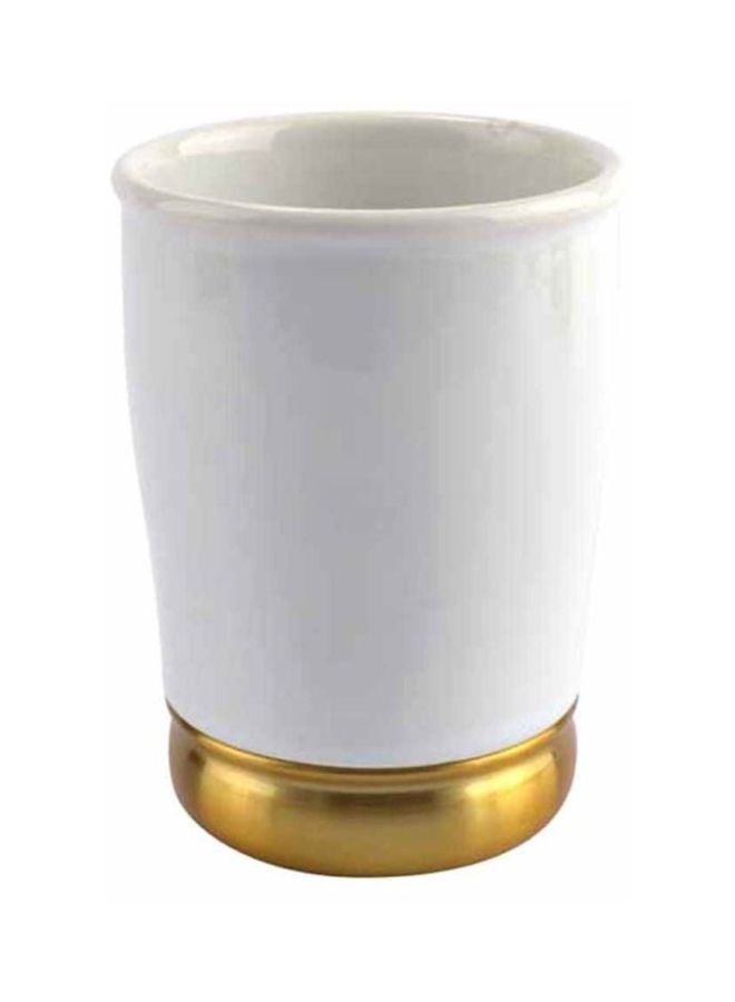 إنترديزاين كوب سيراميكي من York <br> أبيض/ذهبي 8.1x10.9x8.1بوصة