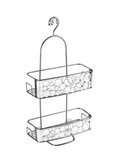 إنترديزاين حمالة مستلزمات الاستحمام بابلي XL فضي 5.1x11.1x26.13بوصة  - Image 1