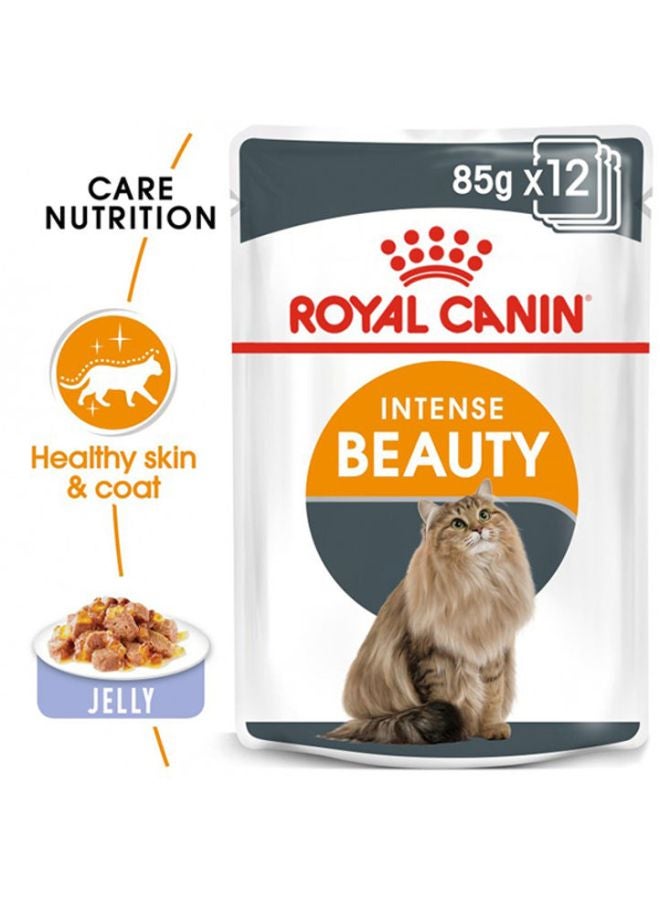 ROYAL CANIN Feline Care Nutrition Intense Beauty Jelly Wet Food Pouches 85g Pack Of 12 Multicolour 85grams  - Image 2