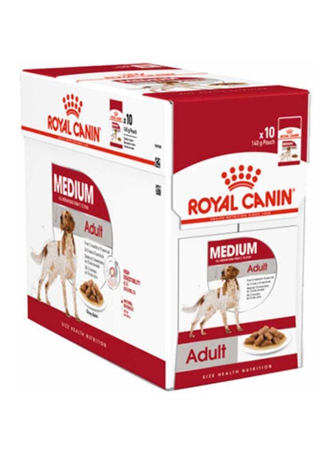 رويال كانين طعام رطب للحيوانات متوسطة الحجم والبالغة للعناية بالحجم والصحة والتغذية بني 10x140g - Image 1