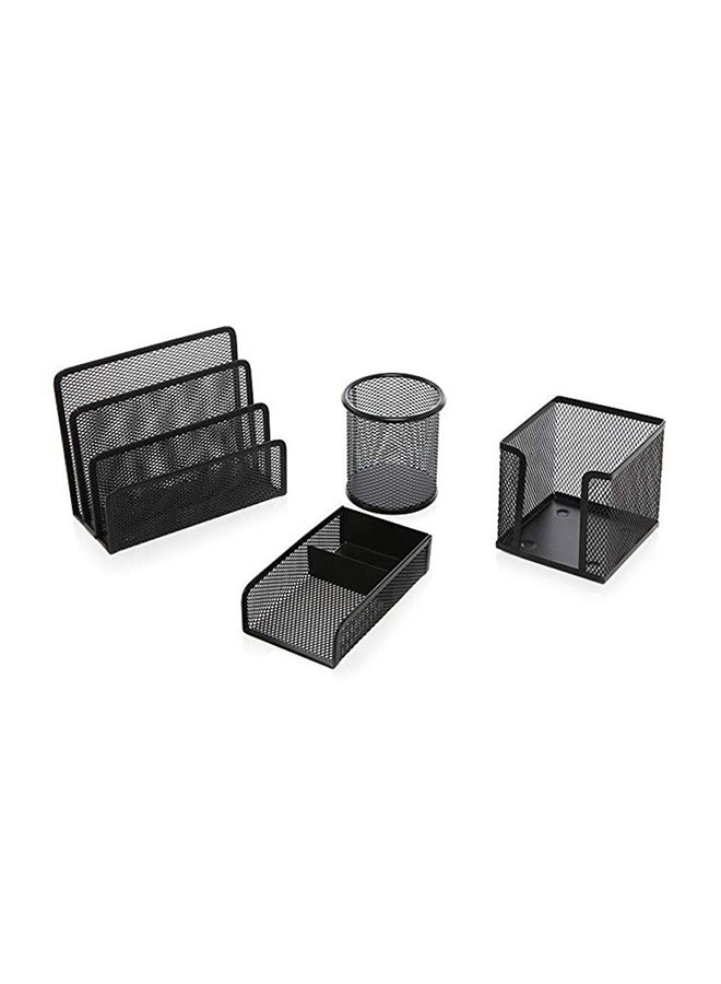 4-Piece Metal Mesh Office Set Black - Image 1