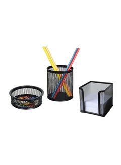 Generic 3-Piece Metal Mesh Office Set Black 