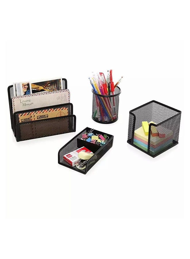 4-Piece Metal Mesh Office Set Black - Image 2