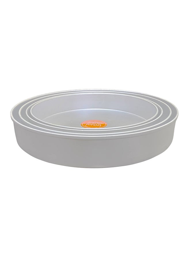 Ayda 4-Piece Round Shape Cake Baking Pan Set Silver 24, 26, 28, 30centimeter  - Image 1