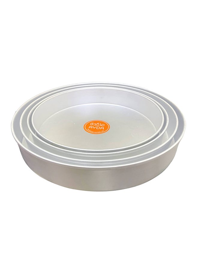 Ayda 4-Piece Round Shape Cake Baking Pan Set Silver 24, 26, 28, 30centimeter  - Image 2