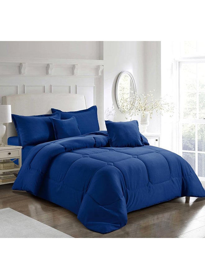 مينج لي طقم لحاف صيفي معاصر - 4 قطع بوليستر أزرق Single