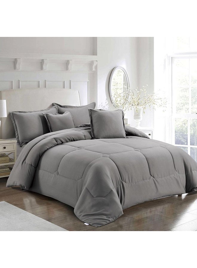 مينج لي طقم لحاف صيفي معاصر - 4 قطع بوليستر رمادي Single