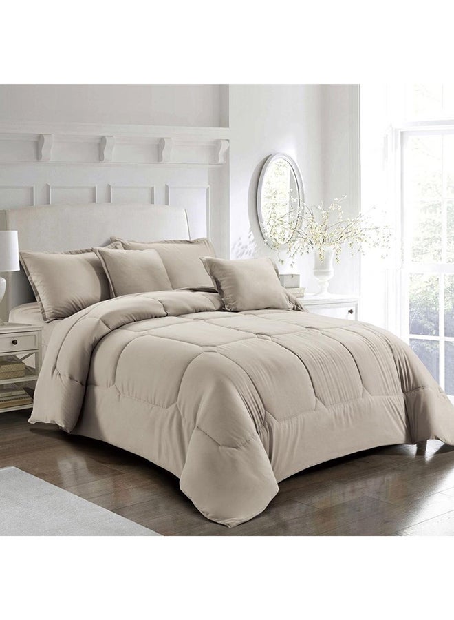 Ming Li 4-Piece Modern Summer Comforter Set Polyester Beige Single 