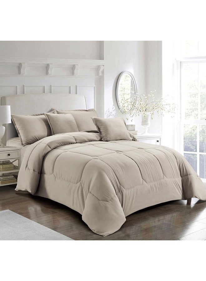 Ming Li 6-Piece Comforter Set Polyester Beige King 