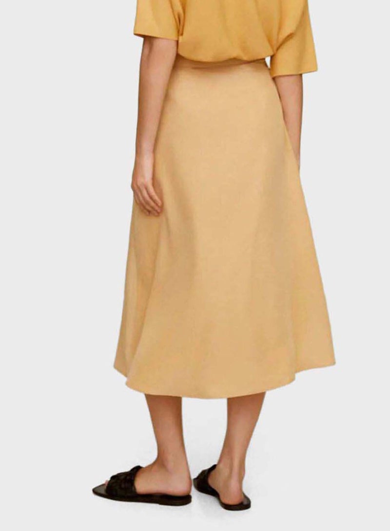 MANGO - Belted Modal Skirt Yellow - Image 1