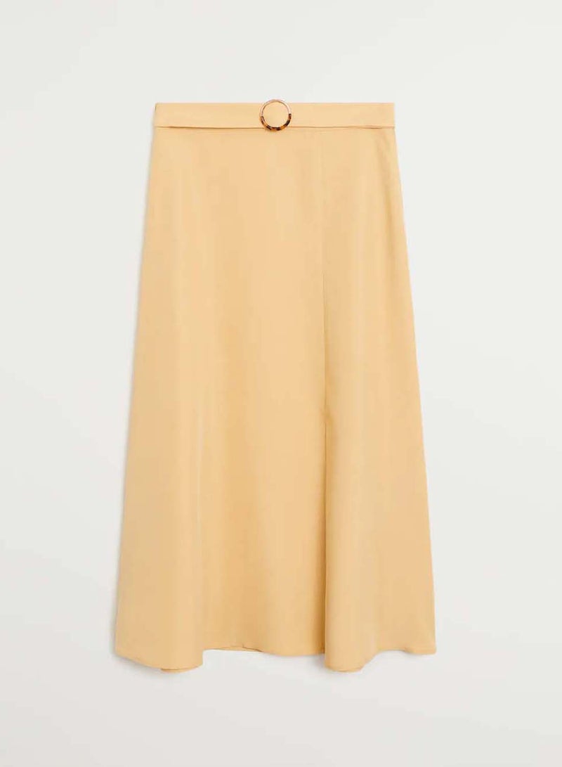 MANGO - Belted Modal Skirt Yellow - Image 1