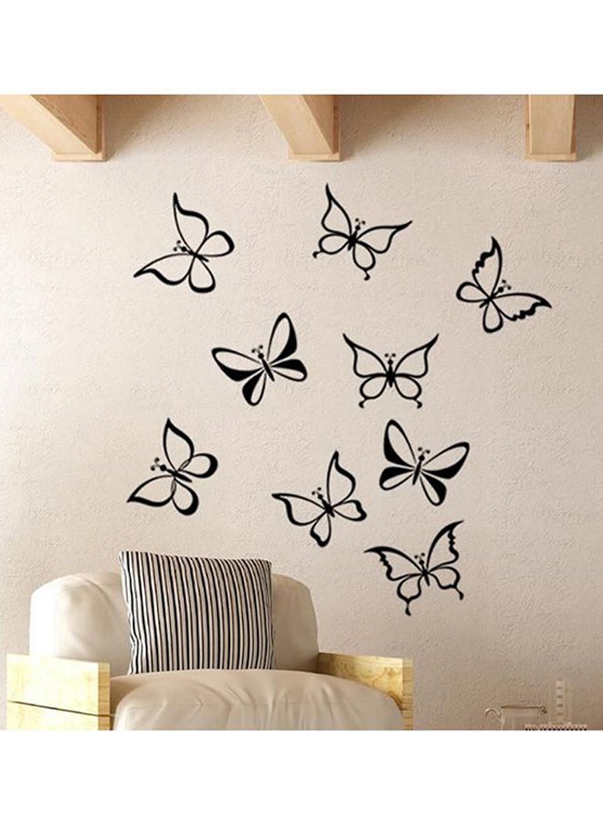9-Piece Self Adhesive Wall Decorative Sticker Set Black 55 x 55cm 