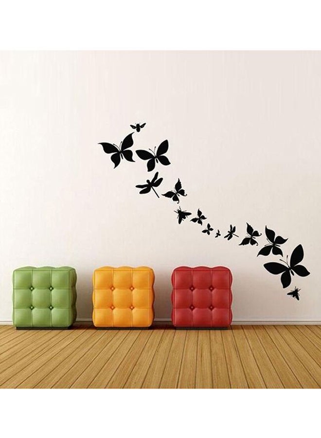 14-Piece Self Adhesive Wall Decorative Sticker Set Black 55 x 50cm 