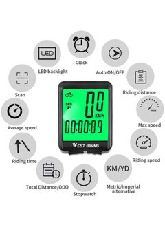 ويست بايكنج طقم عداد مسافات سلكي بإضاءة LED لركوب الدراجات. 6x4x1.5سم  - Image 2