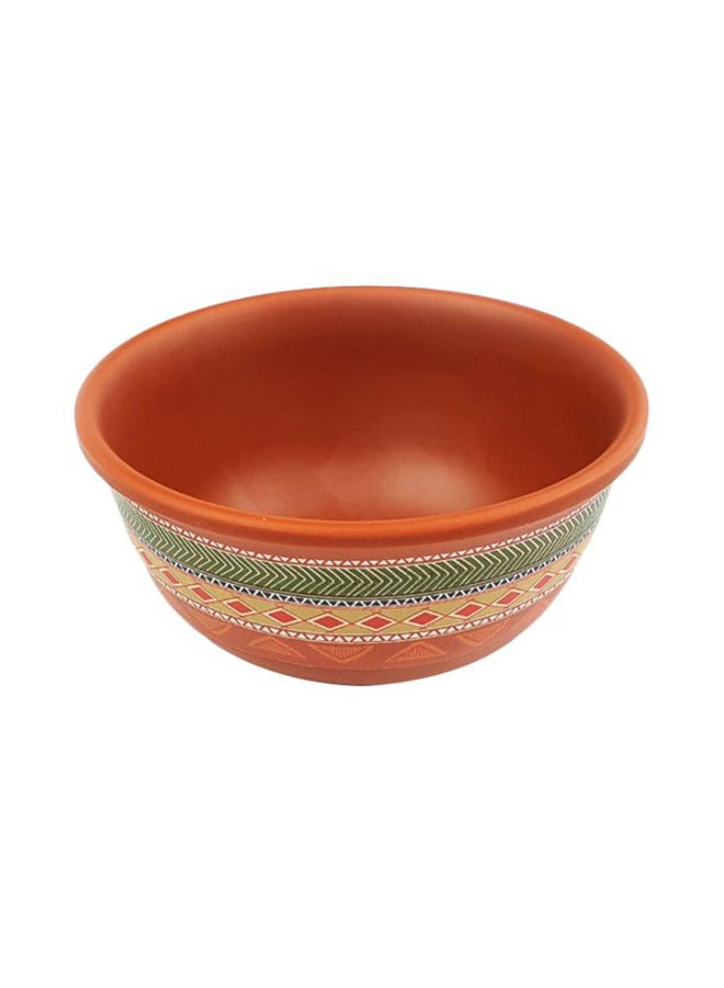 Servewell - Tribal Art Printed Round Bowl Orange/Green/White 10.5centimeter - Image 1