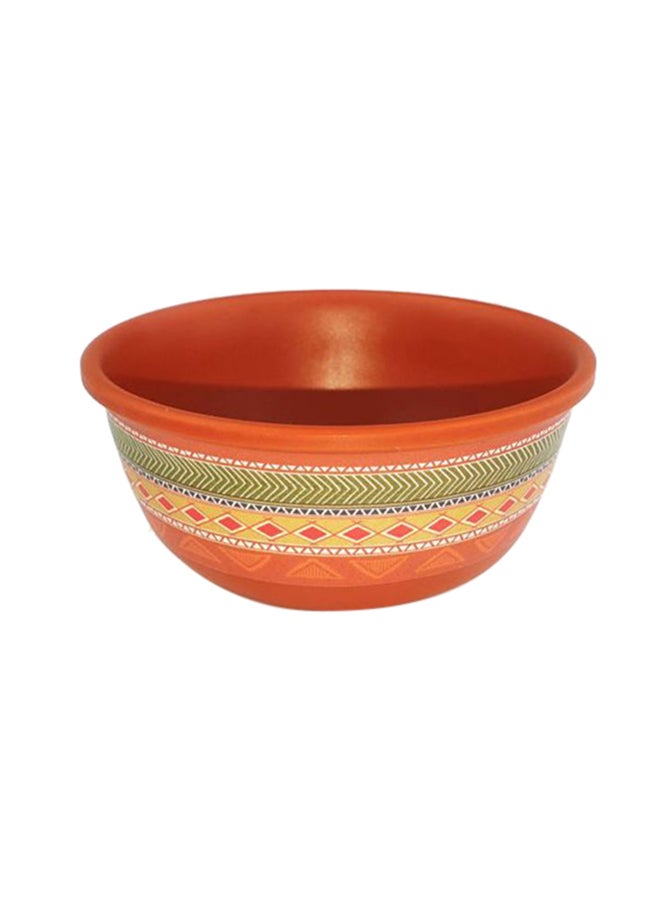 Servewell - Tribal Art Printed Round Bowl Orange/Green/White 10.5centimeter - Image 1