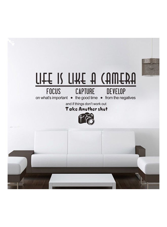 ملصق جداري بتصميم عبارة "Life Is Like Camera" أسود 57x55سم - Image 1