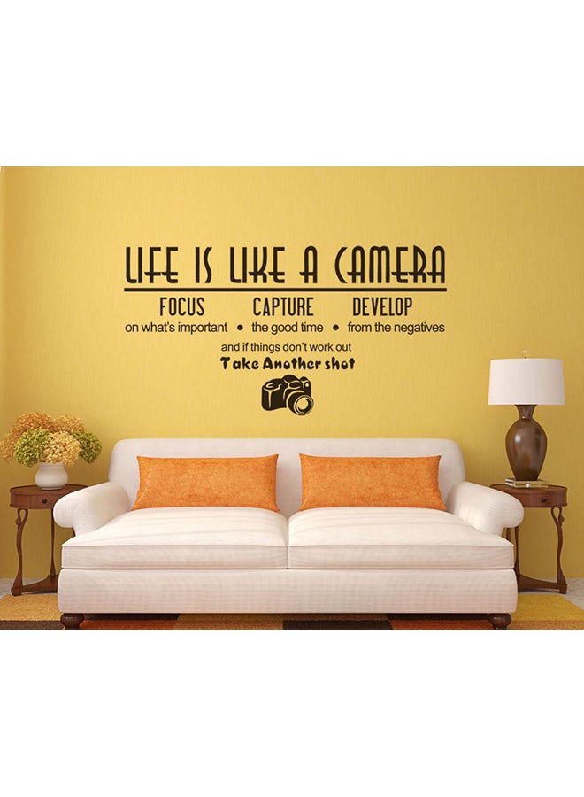 ملصق جداري بتصميم عبارة "Life Is Like Camera" أسود 57x55سم - Image 2
