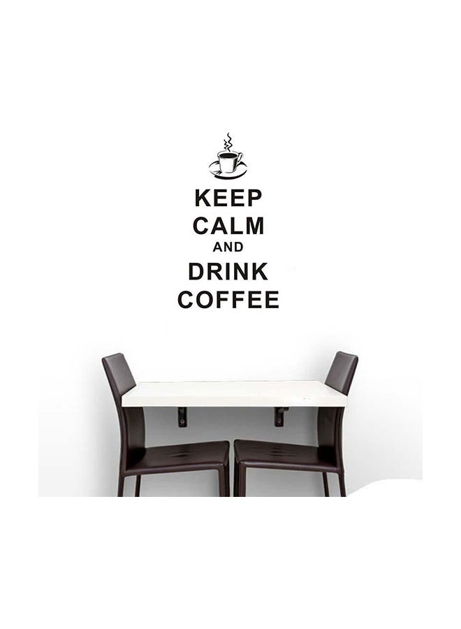 ملصق جداريّ بعبارة "Keep Calm And Drink Coffee" أسود 44x25سم - Image 1