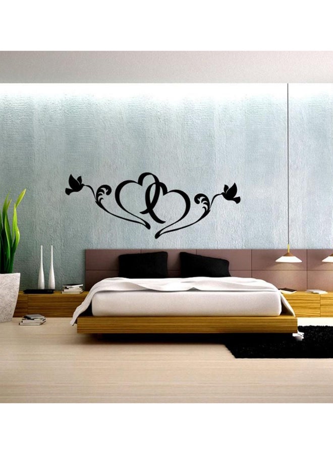 ملصق جداري للزينة ذاتي اللصق بتصميم قلب وزهرة أسود 15 x 40سم