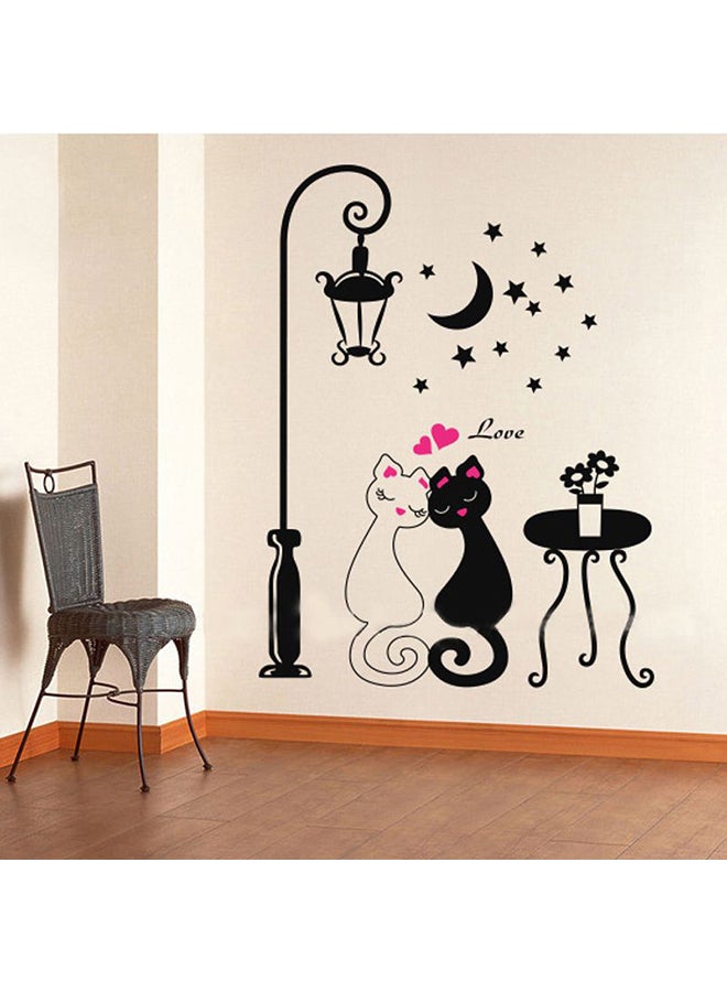 Cute Couples Cats Cartoon Wall Sticker Kids Children'S Room Decor Black/Pink 60x35cm - Image 2