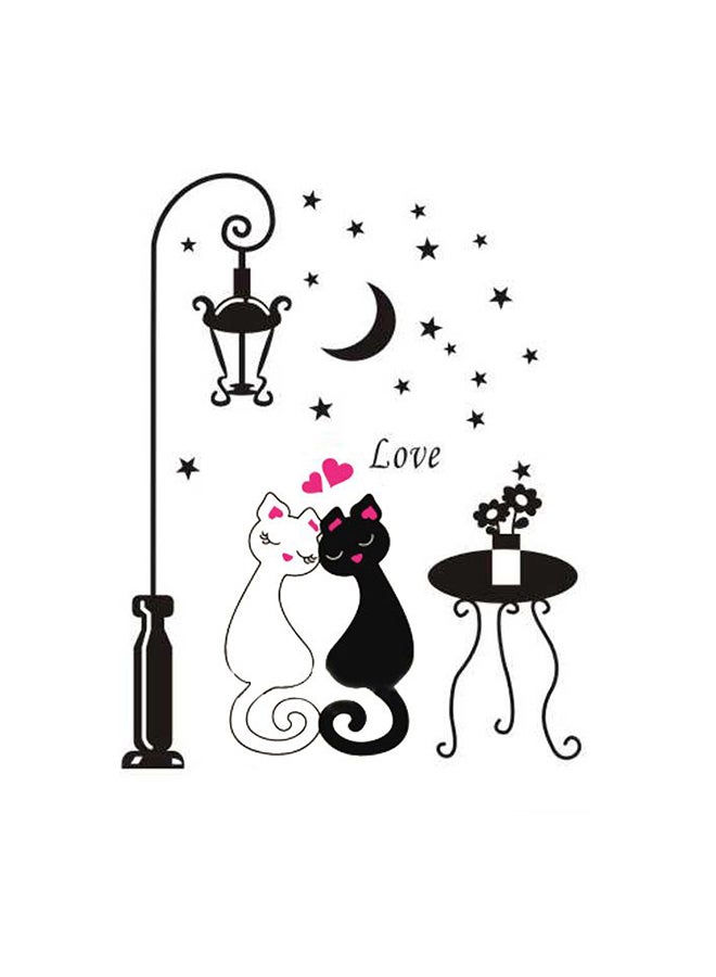 Cute Couples Cats Cartoon Wall Sticker Kids Children'S Room Decor Black/Pink 60x35cm - Image 1