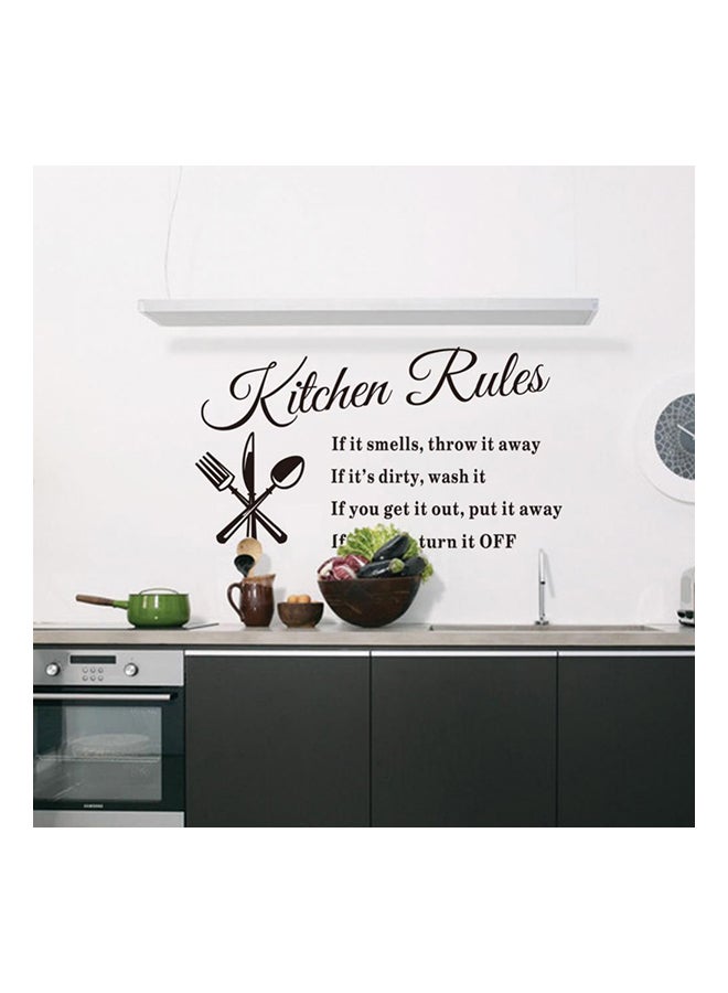 ملصق جداري بتصميم مقتبسات حول قواعد المطبخ أسود 60x33سم - Image 1