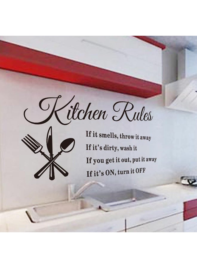 ملصق جداري بتصميم مقتبسات حول قواعد المطبخ أسود 60x33سم - Image 2