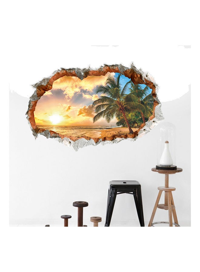 ملصق جداري بتصميم شاطئ وأشعة الشمس أصفر / أزرق / أخضر 60x90سم - Image 1
