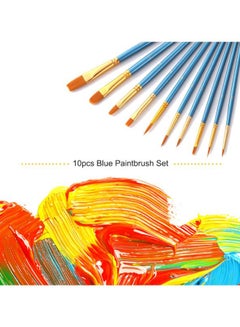 Generic 10-Piece Watercolour Paint Brush Set Blue/Gold/Orange  - Image 4