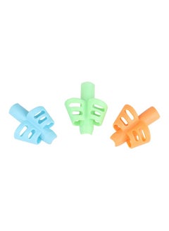 3-Piece Silicone Pencil Grips Blue/Yellow/Green